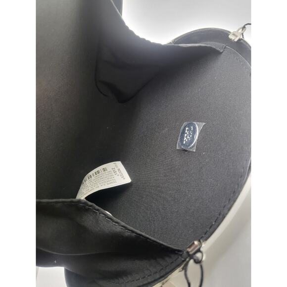 ZARA NWT Oval Clutch Solid Silver Metallic Crossbody Chain Black Fabric Lining - Picture 2 of 6